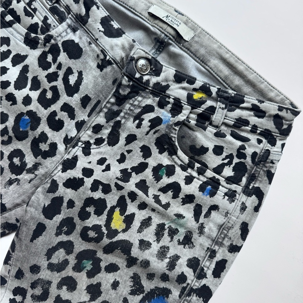 Guess by Marciano Black and Gray Skinny Jeans Leopard Print
